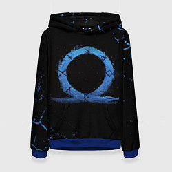 Толстовка-худи женская GOD OF WAR LOGO ЭМБЛЕМА РАГНАРЁК, цвет: 3D-синий