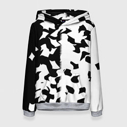 Толстовка-худи женская Черно-белый камуфляж, цвет: 3D-меланж