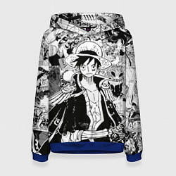 Толстовка-худи женская Ван Пис, One Piece, манга, цвет: 3D-синий