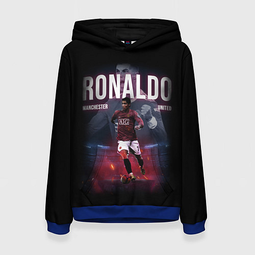 Женская толстовка РОНАЛДУ ГЕРОЙ МАНЧЕСТЕРА / 3D-Синий – фото 1