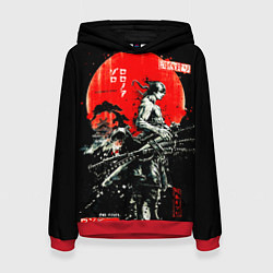 Толстовка-худи женская Ван пис зоро самурай на черном фоне, цвет: 3D-красный