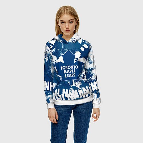 Женская толстовка Торонто Мейпл Лифс, Toronto Maple Leafs / 3D-Белый – фото 3