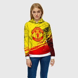 Толстовка-худи женская Manchester United Футбольный клуб, цвет: 3D-белый — фото 2
