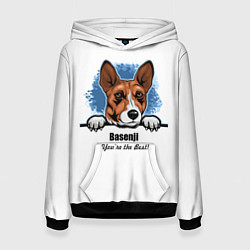 Толстовка-худи женская Собака Басенджи, цвет: 3D-черный
