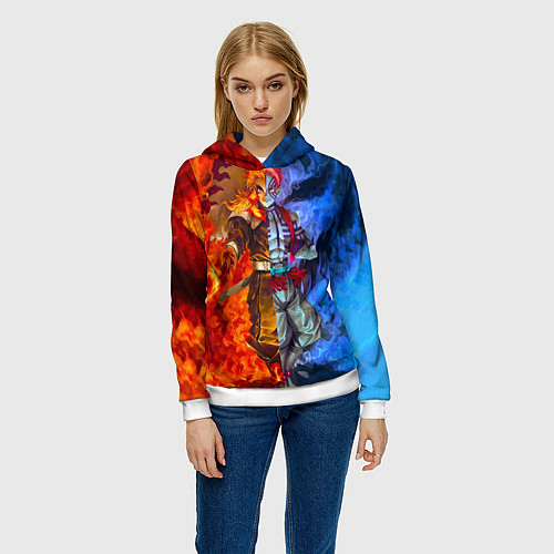 Женская толстовка Аказа и Ренгоку противостояние клинок рассекающий / 3D-Белый – фото 3