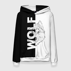 Толстовка-худи женская WOLF Волк, цвет: 3D-белый