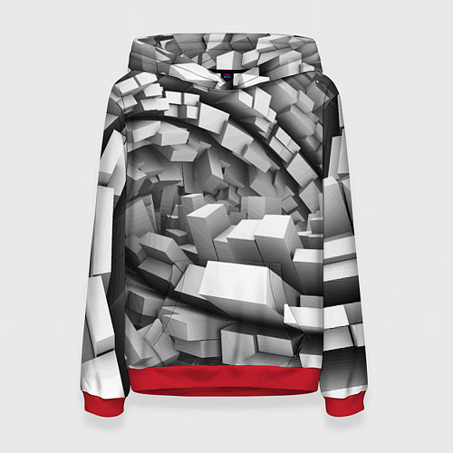 Женская толстовка Геометрическая объёмная абстракция / 3D-Красный – фото 1