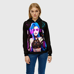 Толстовка-худи женская Джинкс стреляет вверх Лига легенд Аркейн, цвет: 3D-черный — фото 2