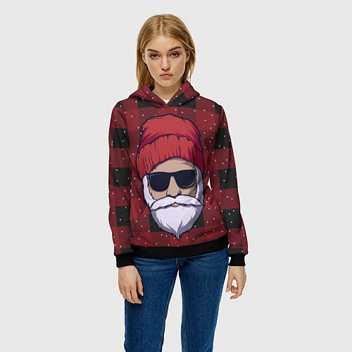 Женская толстовка SANTA HIPSTER САНТА ХИПСТЕР / 3D-Черный – фото 3