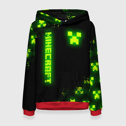 Женская толстовка MINECRAFT NEON LOGO CREEPER / 3D-Красный – фото 1