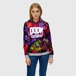 Толстовка-худи женская DOOM ETERNAL ПАЛАЧ РОКА DOOM SLAYER, цвет: 3D-меланж — фото 2