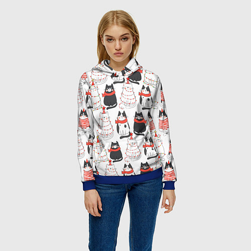 Женская толстовка НОВОГОДНИЕ КОТИКИ 2022 / 3D-Синий – фото 3