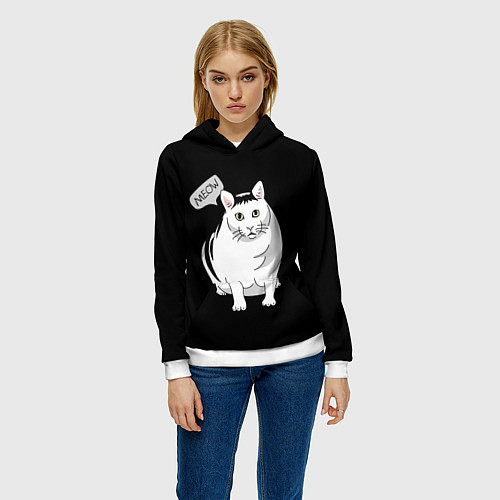 Женская толстовка КОТ БЕНДЕР МЕМ / 3D-Белый – фото 3