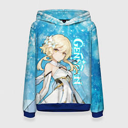 Толстовка-худи женская GENSHIN IMPACT НОВОГОДНИЙ, ЛЮМИН, цвет: 3D-синий