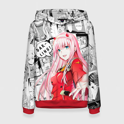Женская толстовка Zero Two Зеро ту на манге фрейм / 3D-Красный – фото 1
