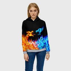 Толстовка-худи женская FIRE DRAGONS ОГНЕННЫЕ ДРАКОНЫ, цвет: 3D-меланж — фото 2