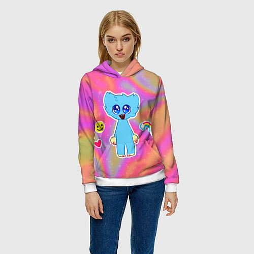 Женская толстовка POPPY PLAYTIME - МАЛЫШ ХАГГИ ВАГГИ / 3D-Белый – фото 3