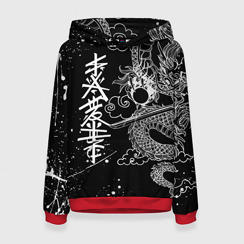Женская толстовка БЕЛЫЙ ДРАКОН ЯПОНИЯ WHITE DRAGON / 3D-Красный – фото 1