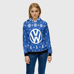 Толстовка-худи женская Volkswagen Новогодний, цвет: 3D-черный — фото 2