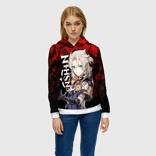 Женская толстовка ГЕНШИН ИМПАКТ АЛЬБЕДО GENSHIN IMPACT ALBEDO / 3D-Белый – фото 3