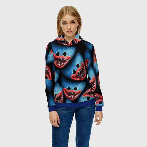 Женская толстовка POPPY PLAYTIME ХАГИ ВАГИ ЛИЦО МОНСТРА / 3D-Синий – фото 3
