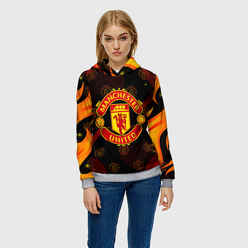 Женская толстовка MANCHESTER UNITED FIRE STYLE SPORT ПЛАМЯ / 3D-Меланж – фото 3