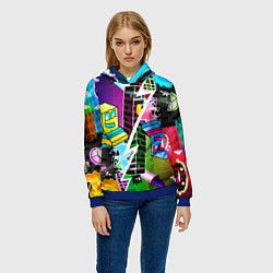 Толстовка-худи женская Geometry Dash: Parallel Worlds, цвет: 3D-синий — фото 2