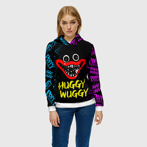 Женская толстовка POPPY PLAYTIME ПОППИ ПЛЕЙТАЙМ ХАГГИ ВАГГИ NEON НЕО / 3D-Белый – фото 3