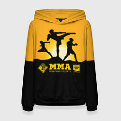 Толстовка-худи женская ММА Mixed Martial Arts, цвет: 3D-черный
