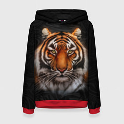 Толстовка-худи женская Реалистичный тигр Realistic Tiger, цвет: 3D-красный