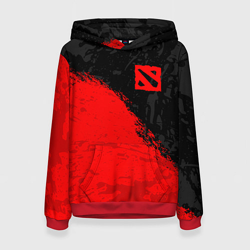 Женская толстовка DOTA 2 RED LOGO, БРЫЗГИ КРАСОК / 3D-Красный – фото 1