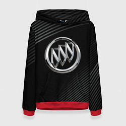 Толстовка-худи женская Buick Black wave background, цвет: 3D-красный