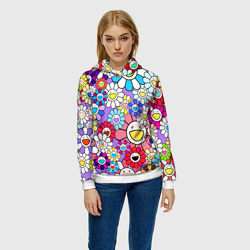 Женская толстовка Цветы Takashi Murakami / 3D-Белый – фото 3
