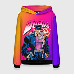 Толстовка-худи женская JOJO BIZARRE ADVENTURE ДЖО ДЖО ГРАДИЕНТ, цвет: 3D-черный