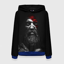 Толстовка-худи женская ЛИЦО КРАТОСА, БОГ ВОЙНЫ GOD OF WAR, цвет: 3D-синий