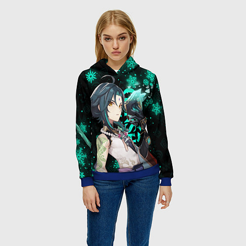 Женская толстовка GENSHIN IMPACT СЯО НОВОГОДНИЙ / 3D-Синий – фото 3