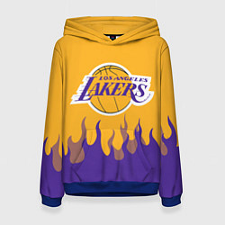 Толстовка-худи женская LA LAKERS NBA FIRE ЛЕЙКЕРС ОГОНЬ, цвет: 3D-синий