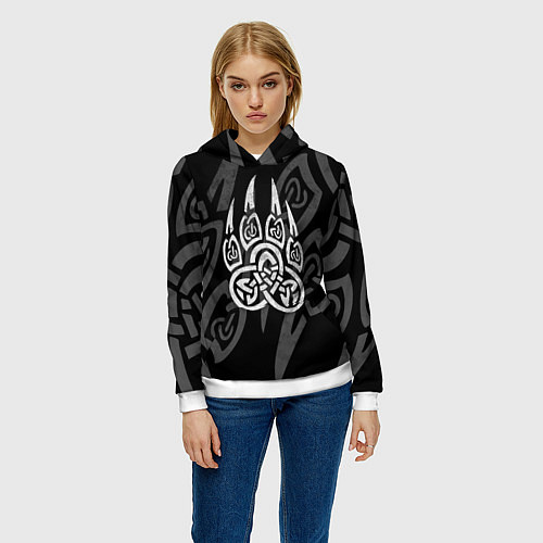 Женская толстовка ПЕЧАТЬ ВЕЛЕСА КОГТИ БЕЛЫЕ / 3D-Белый – фото 3