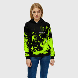 Толстовка-худи женская Monster Energy green, цвет: 3D-черный — фото 2