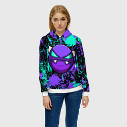 Толстовка-худи женская GEOMETRY DASH NEON DEMON LEVELS, НЕОНОВЫЕ БРЫЗГИ К, цвет: 3D-белый — фото 2