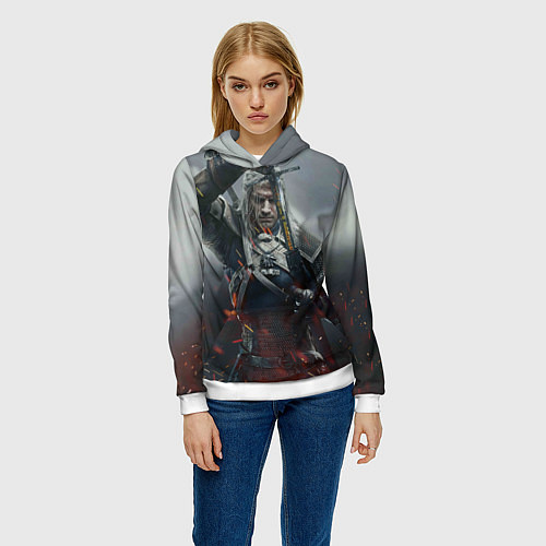 Женская толстовка ВЕДЬМАК СЕРИАЛ ДИКАЯ ОХОТА / 3D-Белый – фото 3