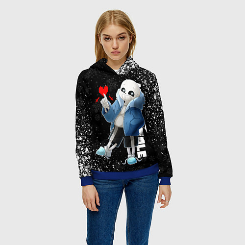 Женская толстовка НОВОГОДНИЙ САНС UNDERTALE НОВЫЙ ГОД / 3D-Синий – фото 3