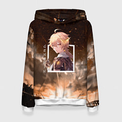 Толстовка-худи женская Итэр Aether, Genshin Impact Геншин импакт, цвет: 3D-белый