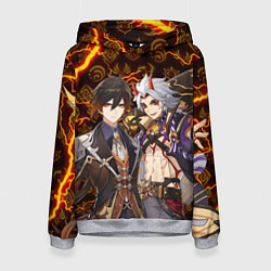 Толстовка-худи женская ЧЖУН ЛИ И ИТТО АРАТАКИ ГЕНШИН ИМПАКТ GENSHIN IMPAC, цвет: 3D-меланж