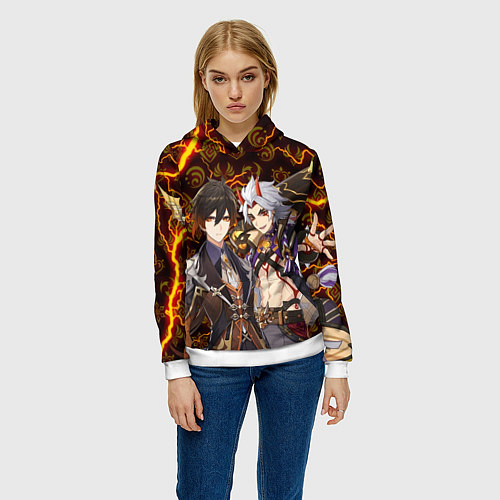 Женская толстовка ЧЖУН ЛИ И ИТТО АРАТАКИ ГЕНШИН ИМПАКТ GENSHIN IMPAC / 3D-Белый – фото 3