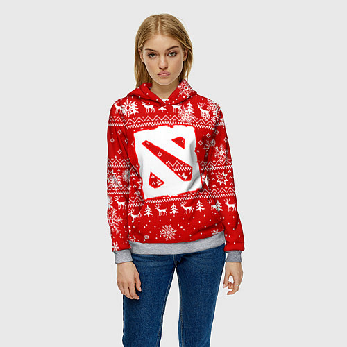 Женская толстовка НОВОГОДНИЙ СВИТЕР ДОТА 2 НОВЫЙ ГОД 2022 / 3D-Меланж – фото 3