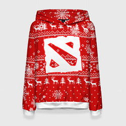 Толстовка-худи женская НОВОГОДНИЙ СВИТЕР ДОТА 2 НОВЫЙ ГОД 2022, цвет: 3D-белый