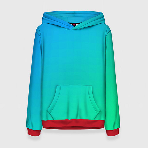 Женская толстовка Бирюзовый градиент В небольшую клеточку / 3D-Красный – фото 1