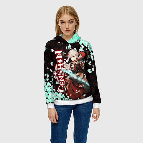 Женская толстовка КАДЗУХА ГЕНШИН ИМПАКТ САКУРА / 3D-Белый – фото 3