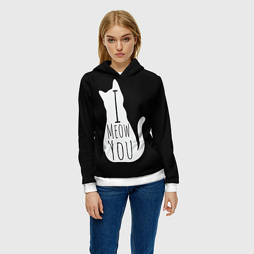 Женская толстовка I Meow You I love you / 3D-Белый – фото 3